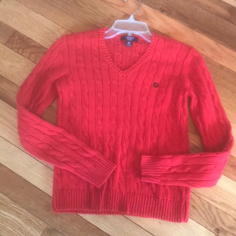 Chaps petite small red long sleeve v-neck sweater - Picture 1 of 3